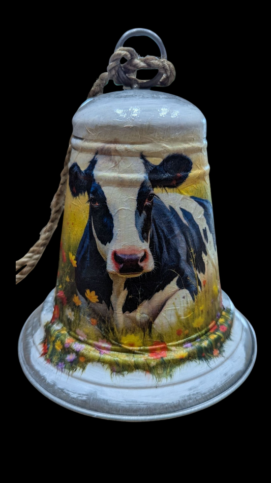 Holstein and Wildflowers Galvanized Metal Bell