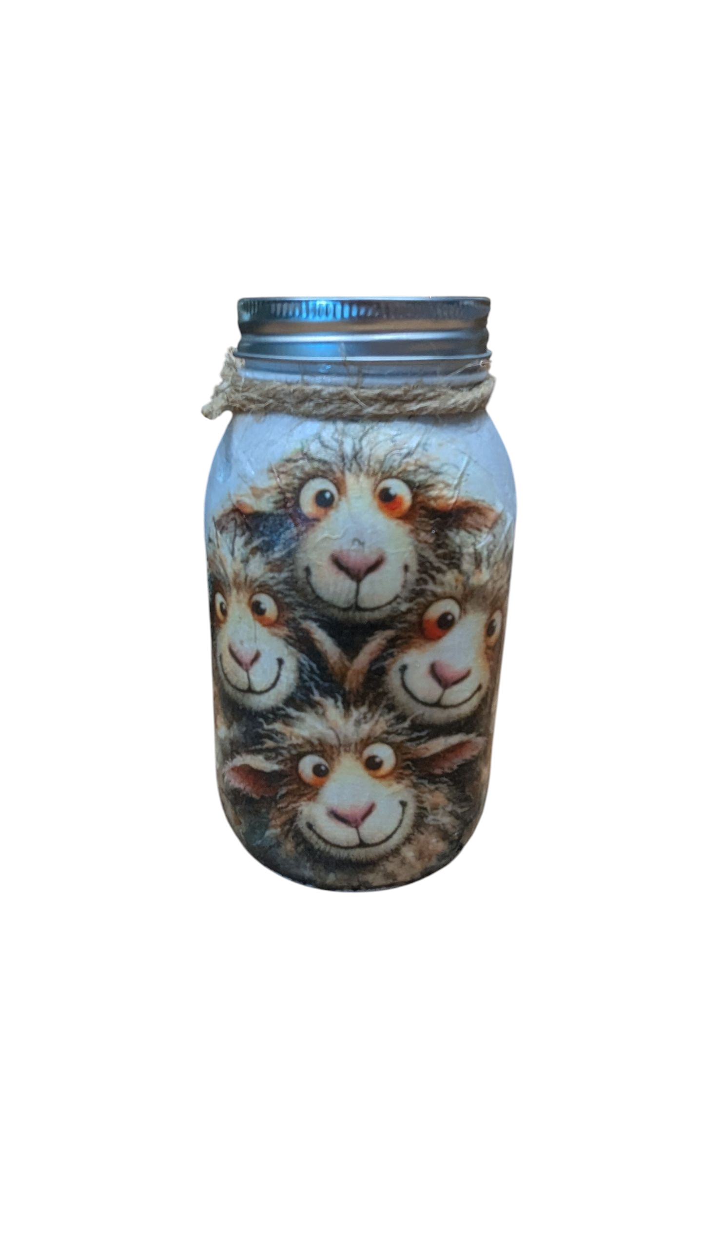 Whimsical Sheep Mason Jar