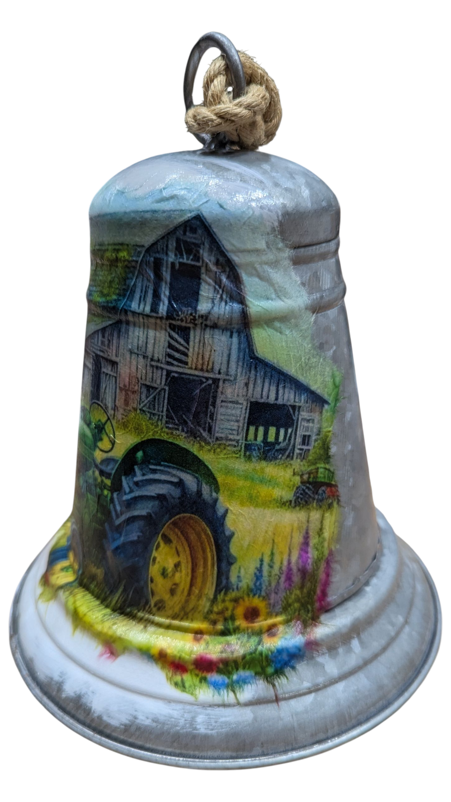 Green Tractor and Old Barn Bell
