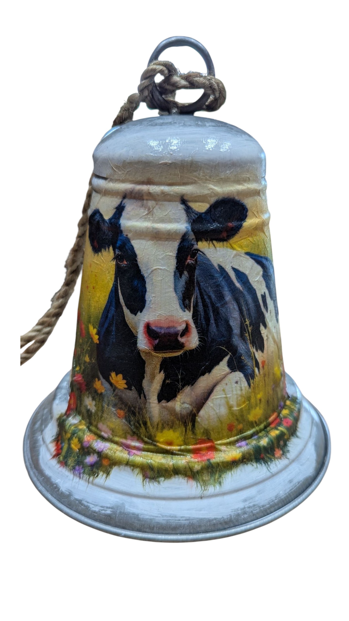 Holstein and Wildflowers Galvanized Metal Bell
