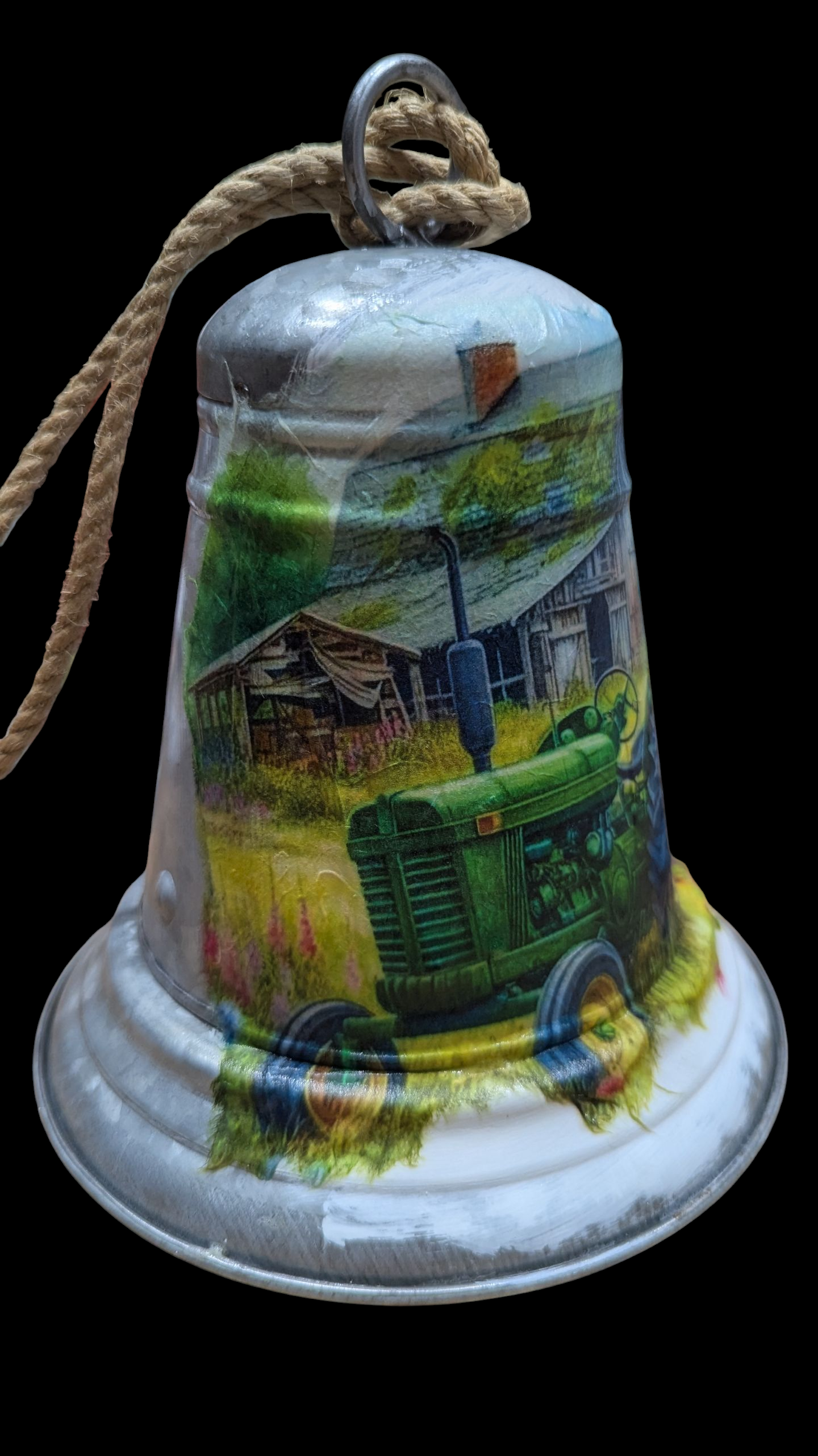 Green Tractor and Old Barn Bell