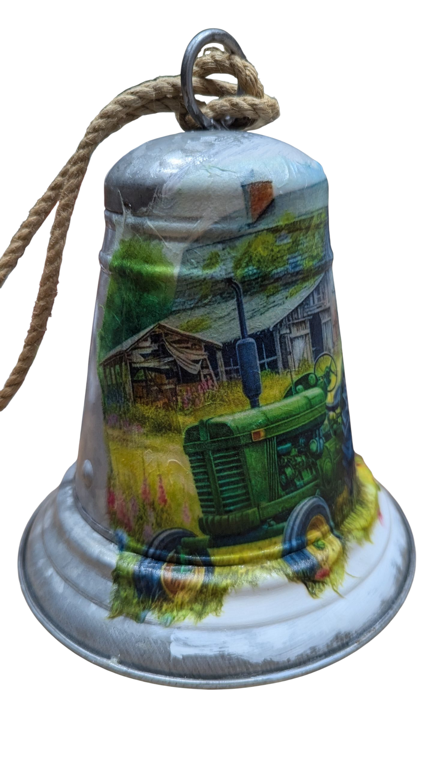 Green Tractor and Old Barn Bell
