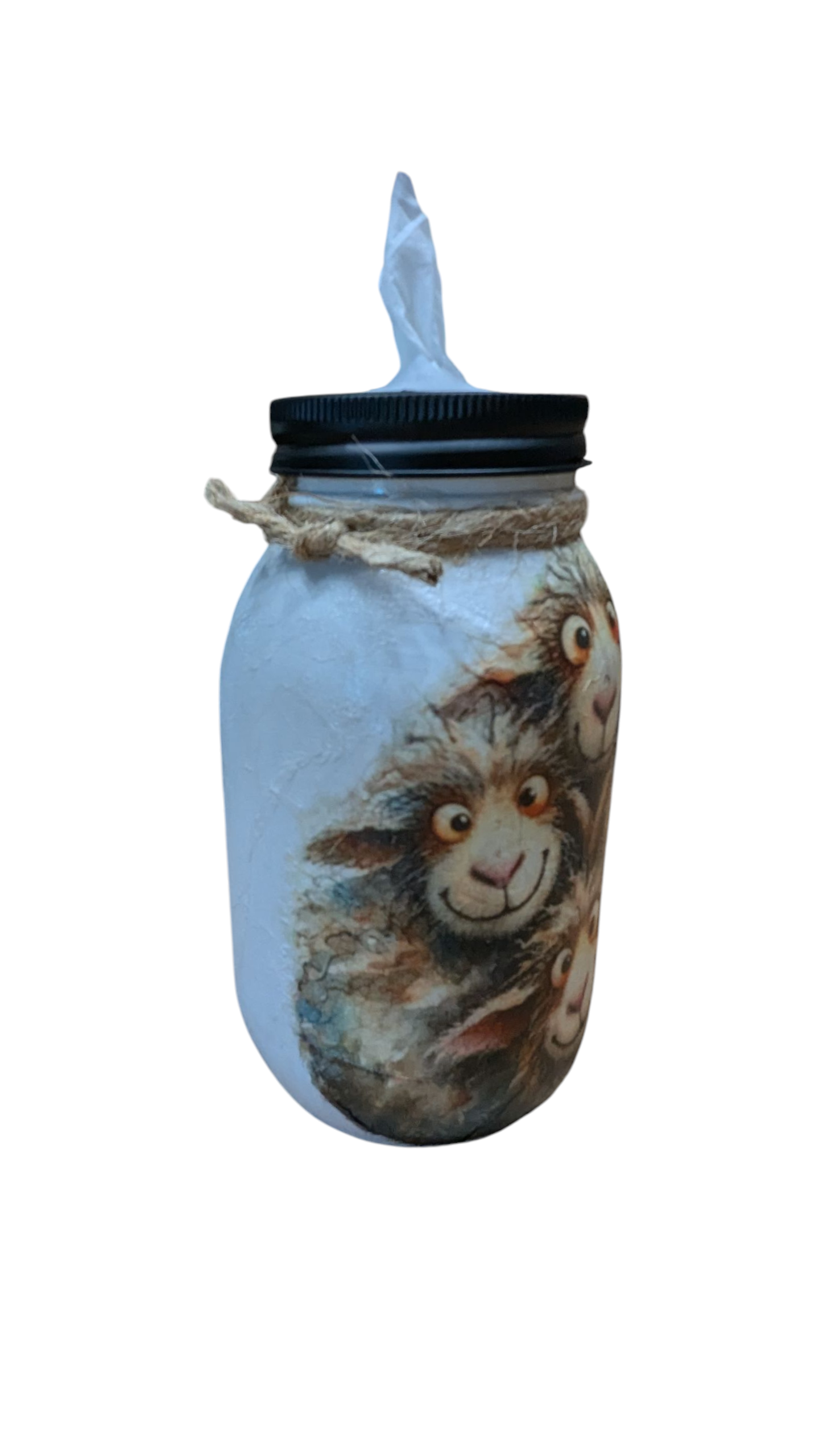 Whimsical Sheep Mason Jar