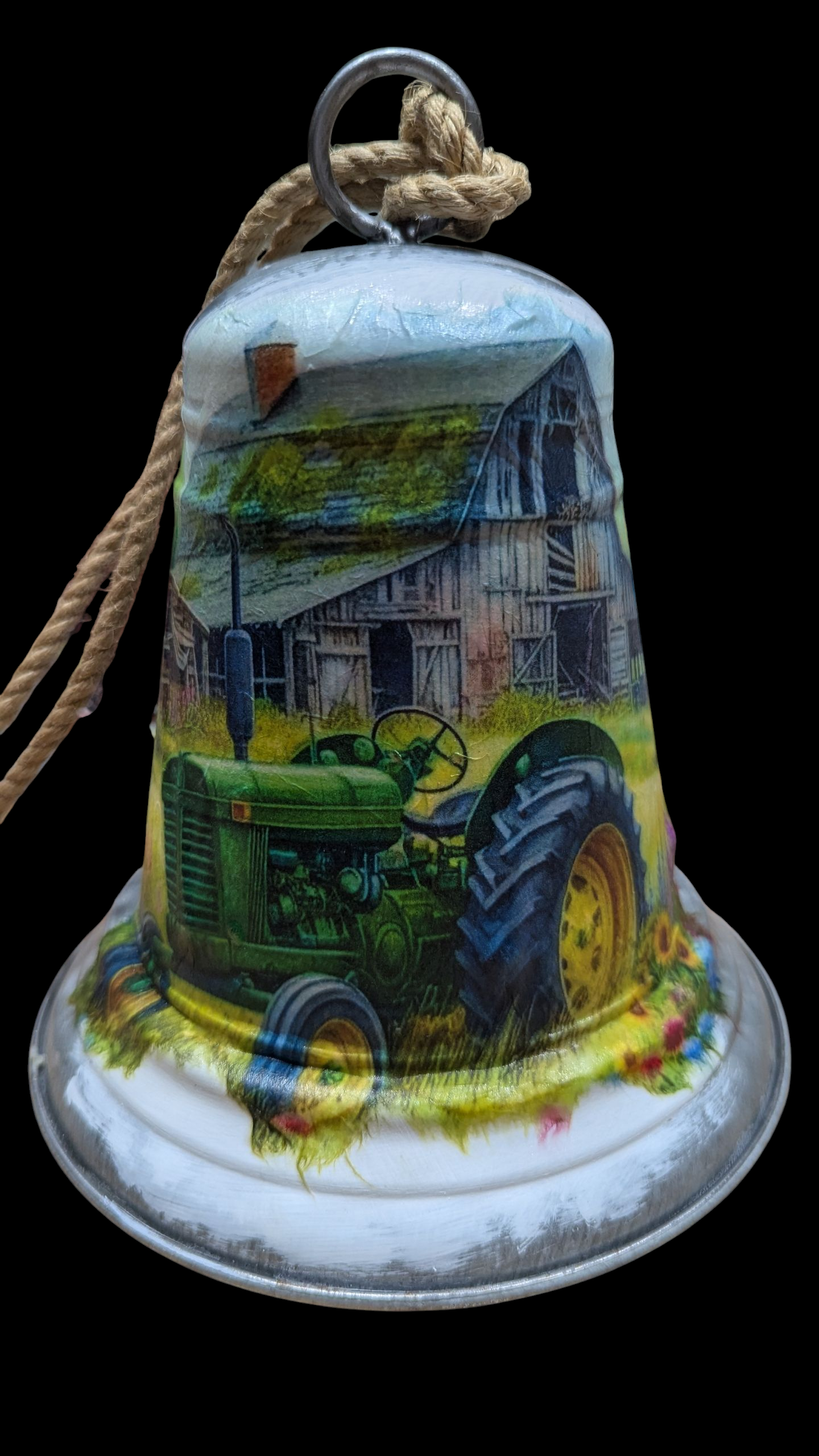 Green Tractor and Old Barn Bell