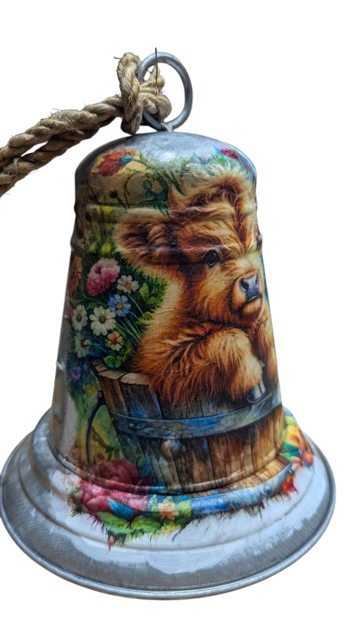 Highland Cow Baby in a Bucket Bell