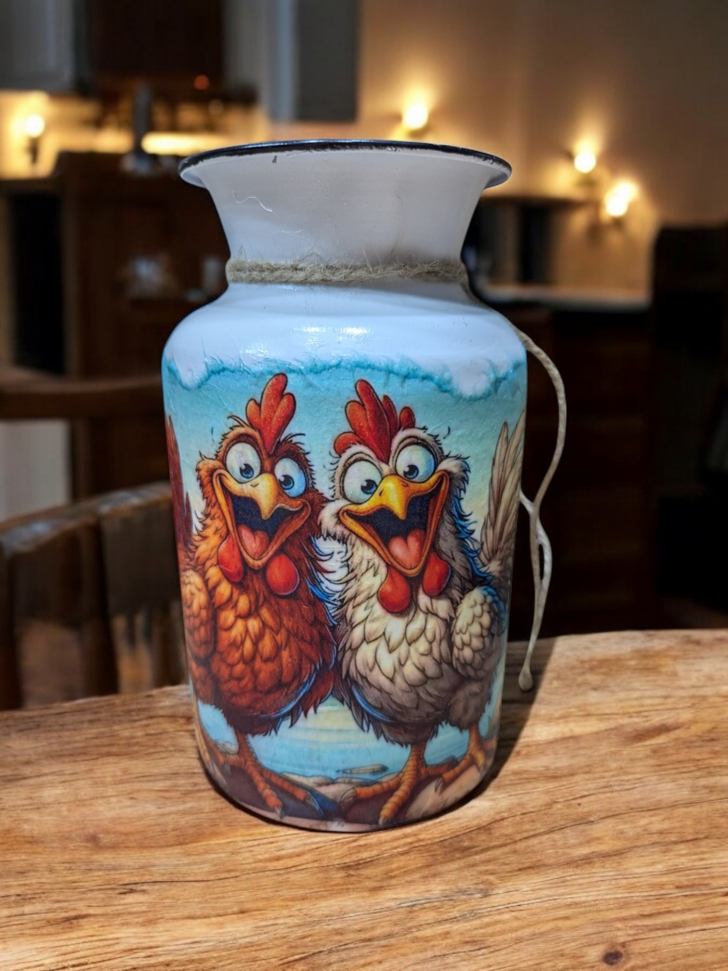 Quirky Chickens Milk Jug Vase