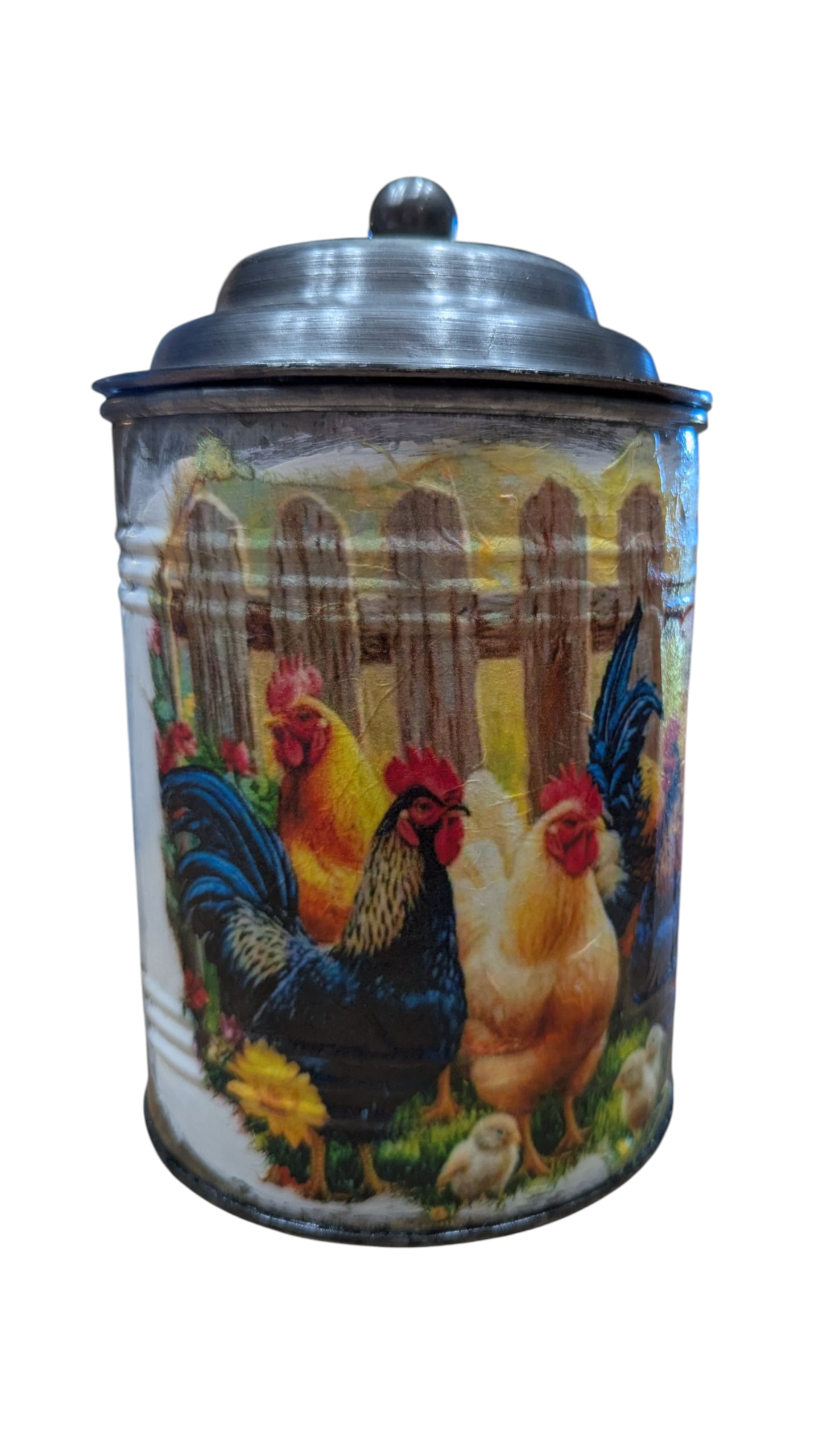 Chicken Decorative Galvanized Metal Canister Set