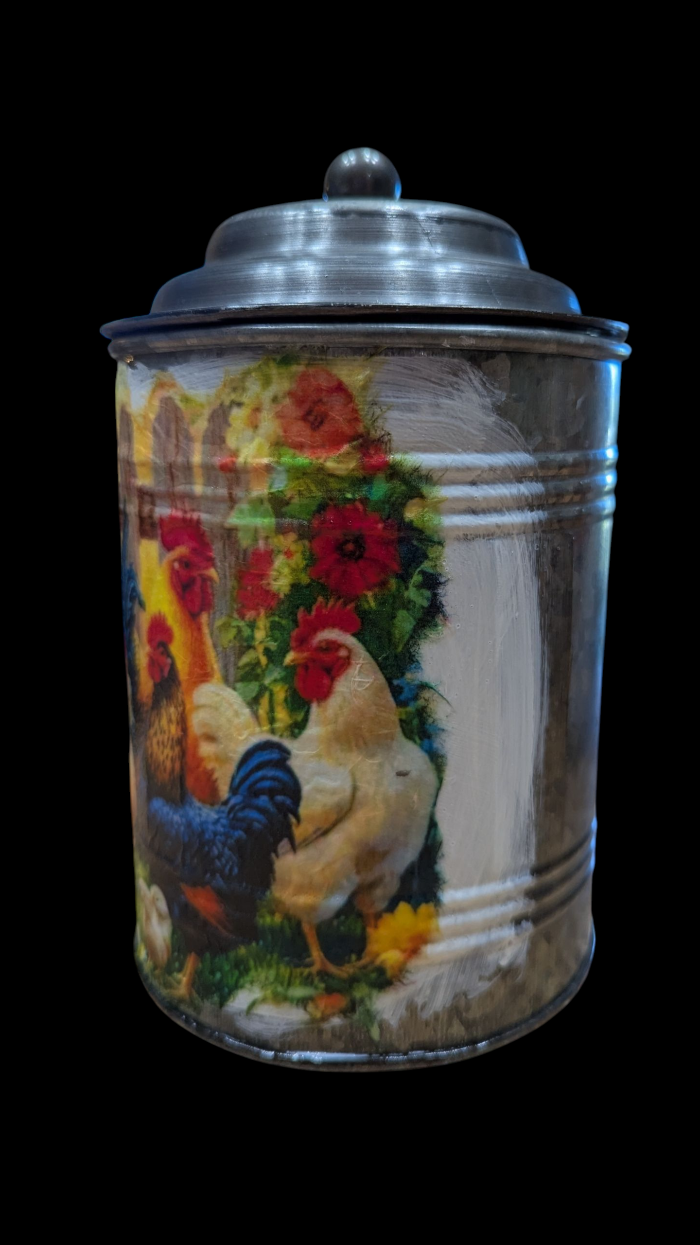 Chicken Decorative Galvanized Metal Canister Set