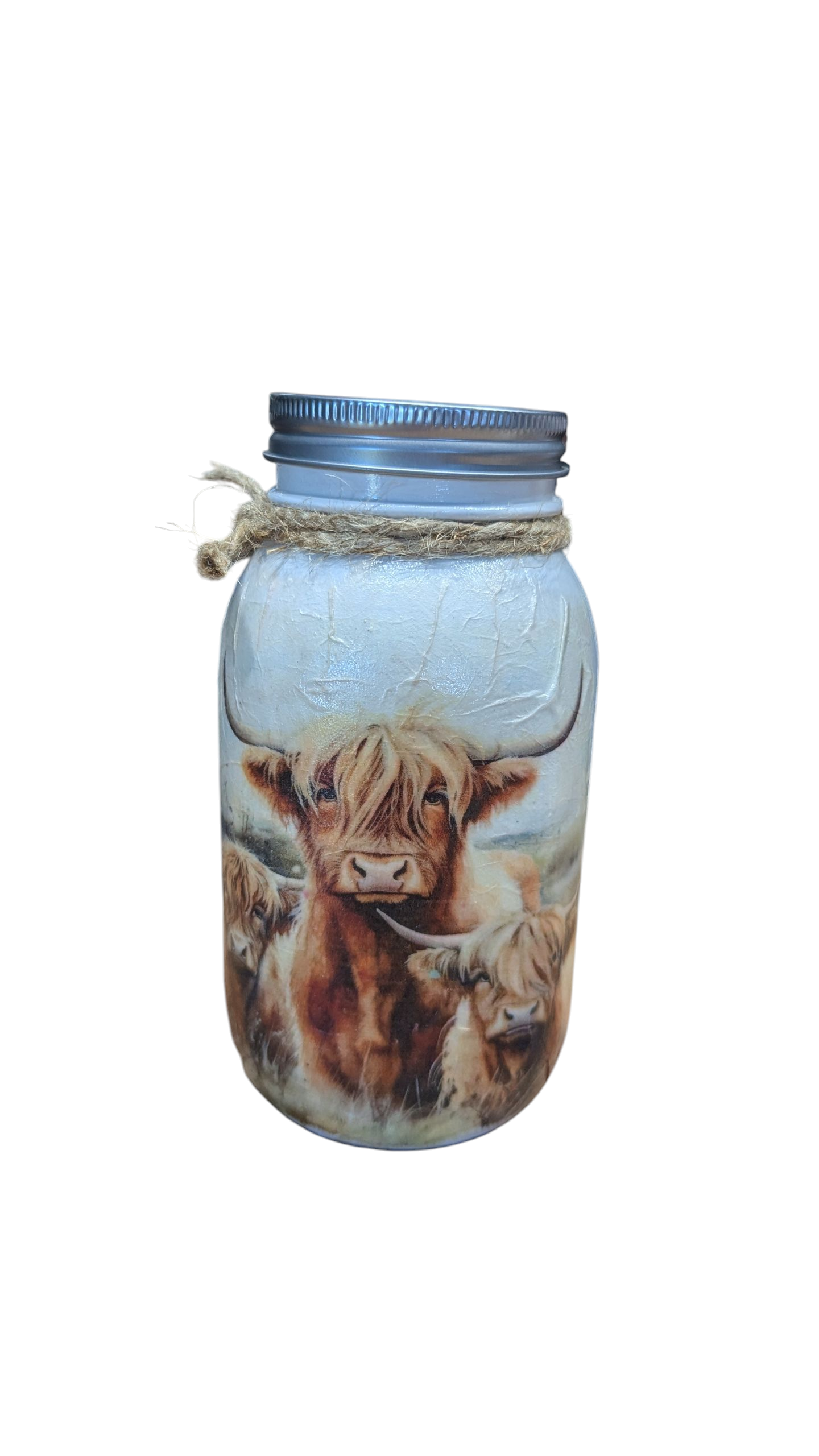 Highland Cow with Babies Mason Jar