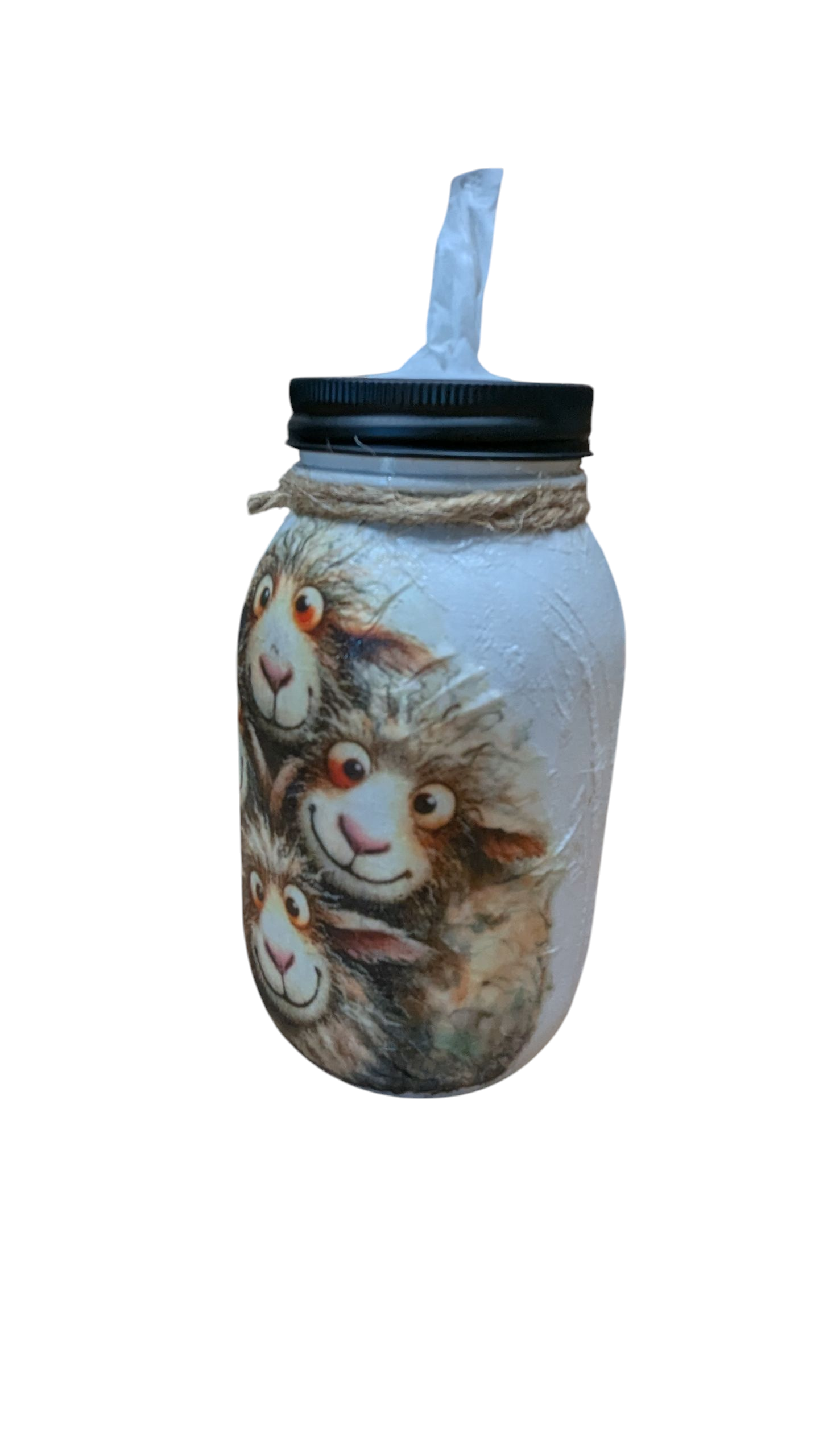 Whimsical Sheep Mason Jar