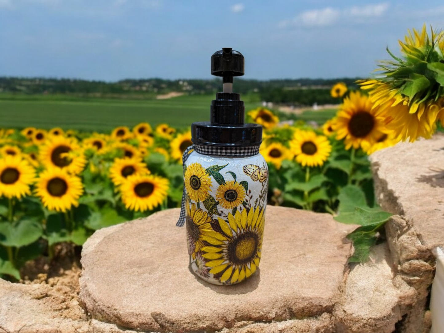 Sunflower Mason Jar Bathroom Accessory 3-Piece Set