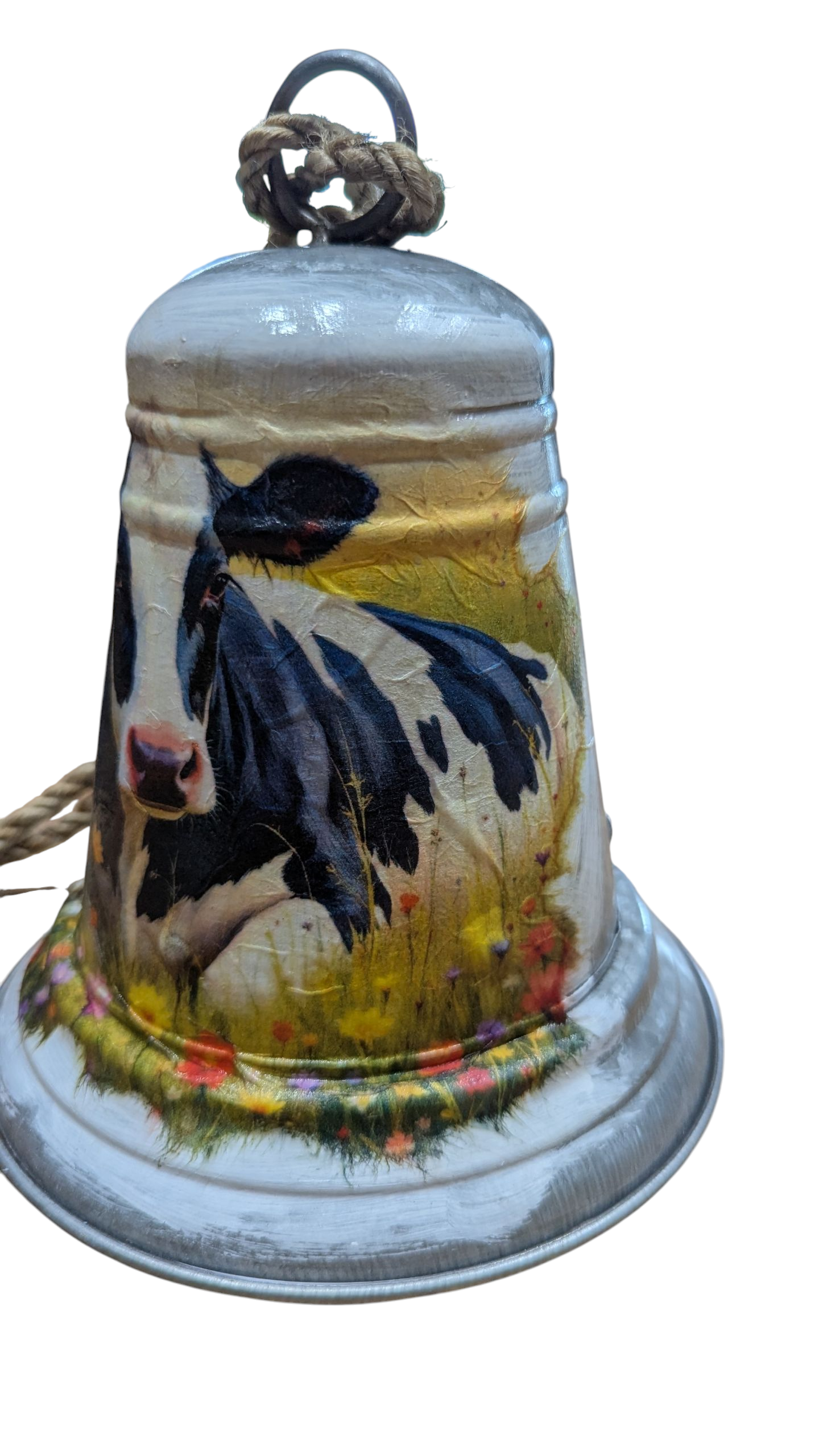 Holstein and Wildflowers Galvanized Metal Bell