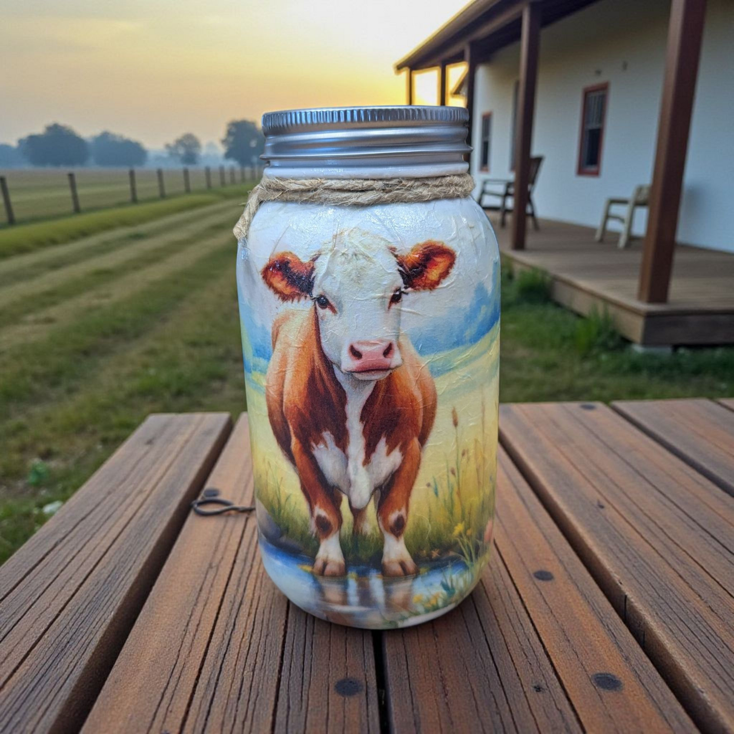 Hereford Calf Mason Jar with Lid Choice