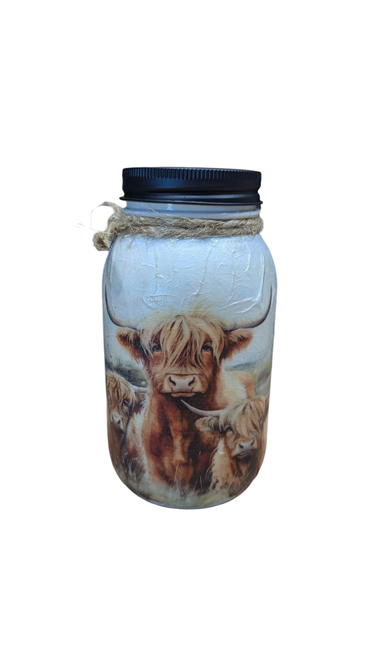 Highland Cow with Babies Mason Jar