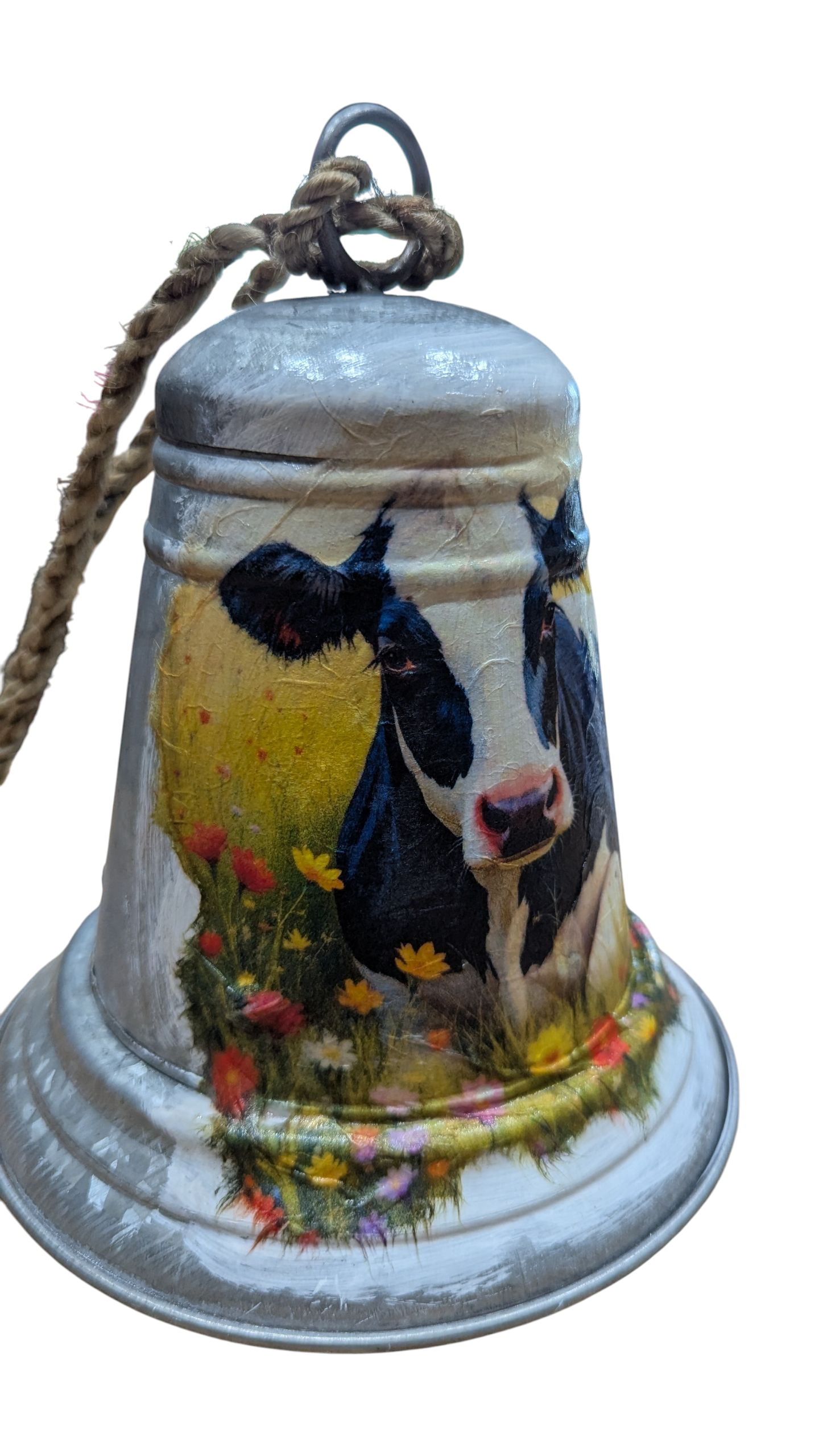 Holstein and Wildflowers Galvanized Metal Bell