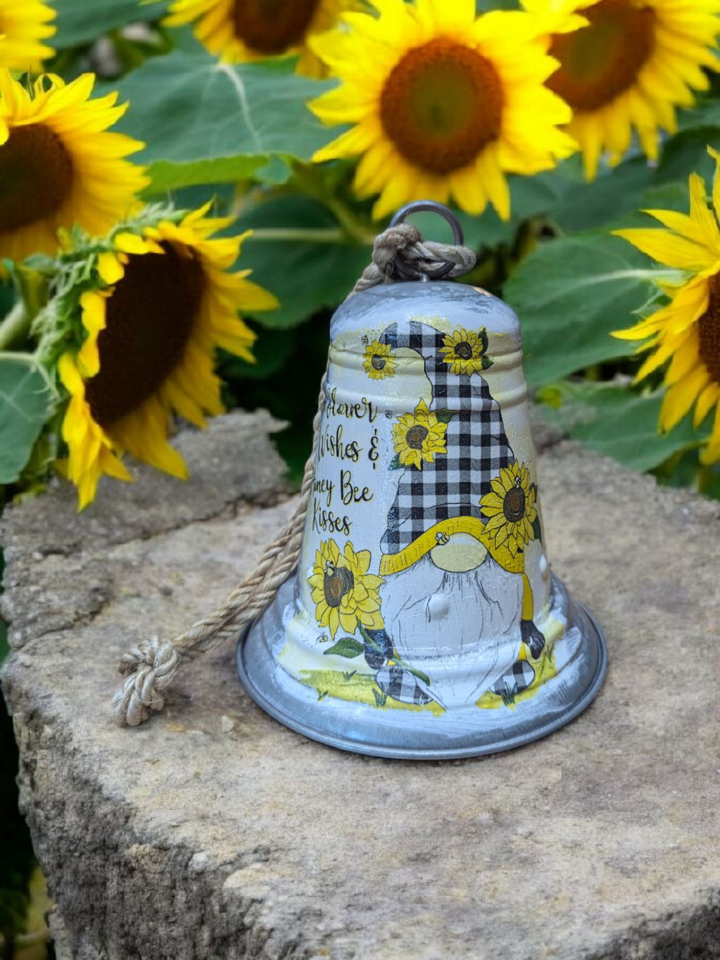 Sunflower Bee Gnome Bell