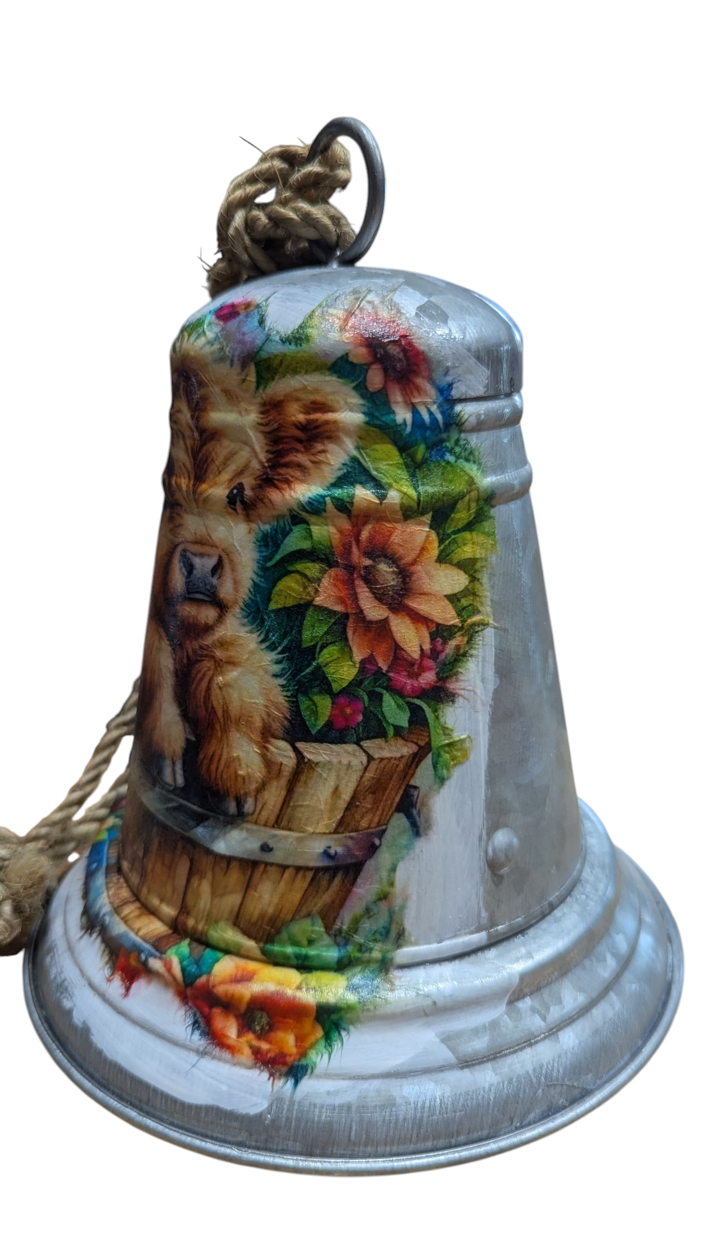 Highland Cow Baby in a Bucket Bell