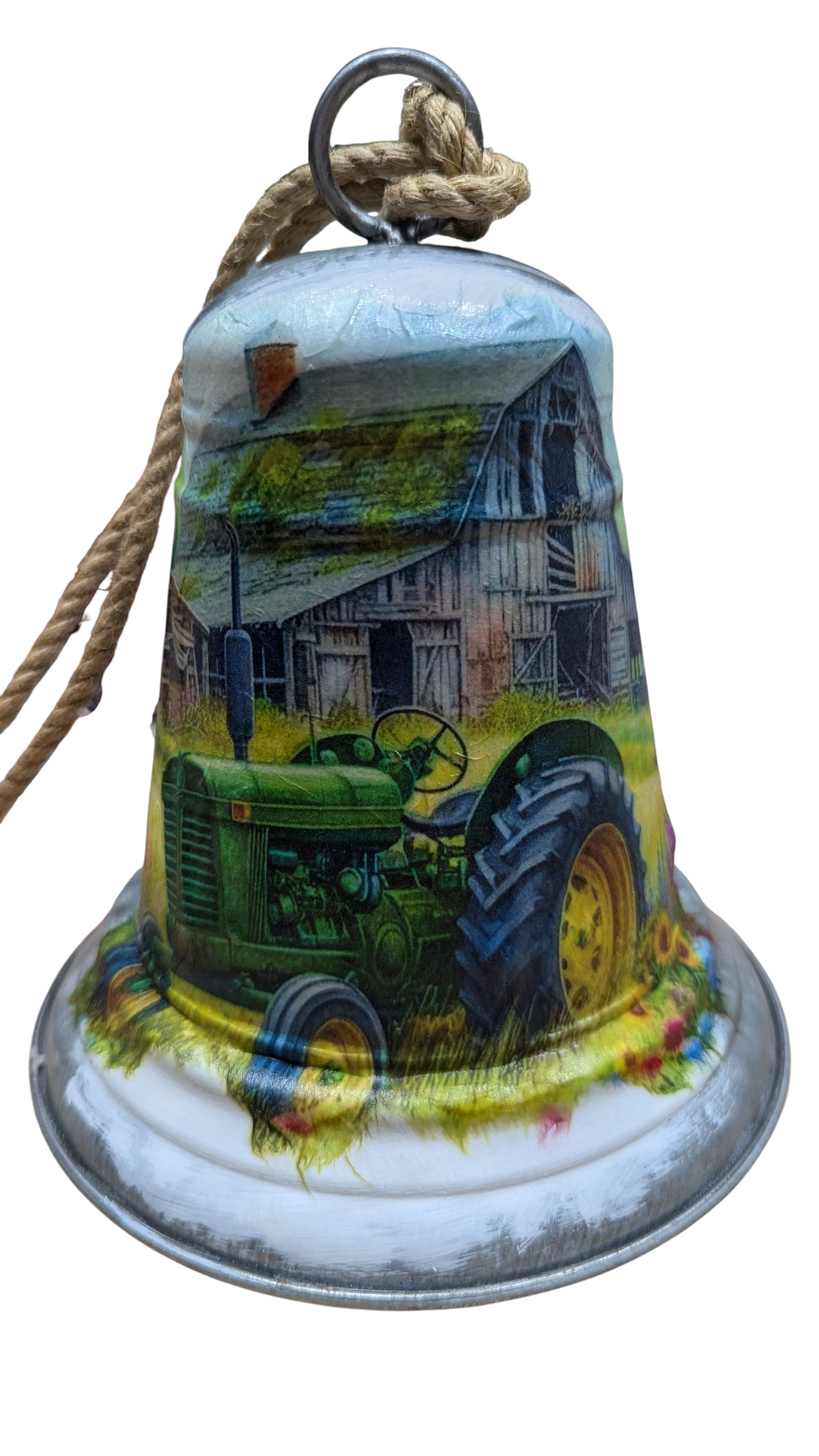 Green Tractor and Old Barn Bell