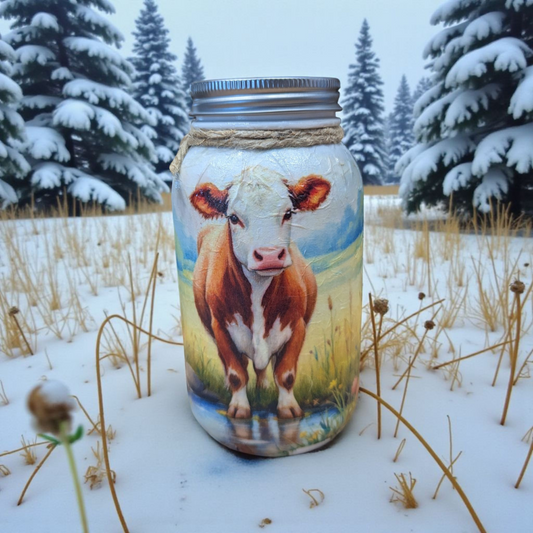 Hereford Calf Mason Jar with Lid Choice
