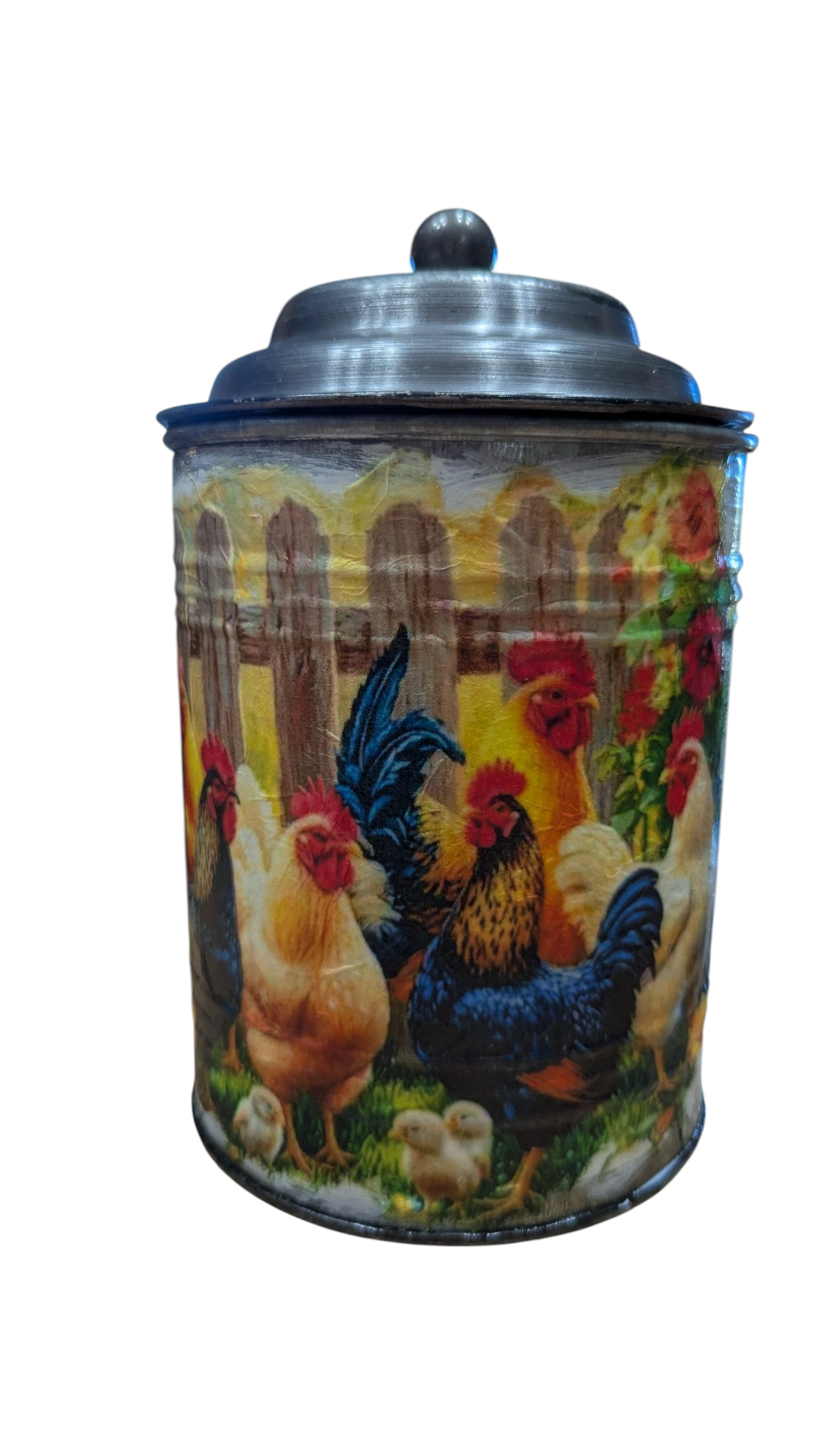 Chicken Decorative Galvanized Metal Canister Set