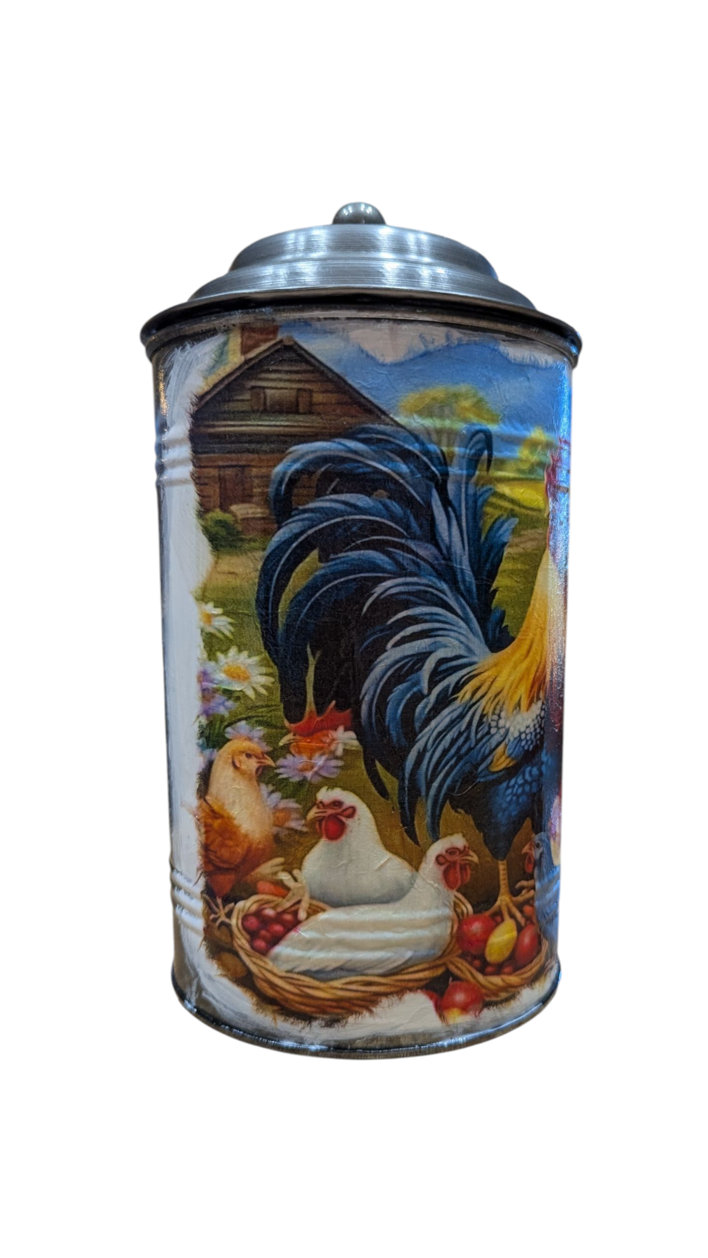 Chicken Decorative Galvanized Metal Canister Set