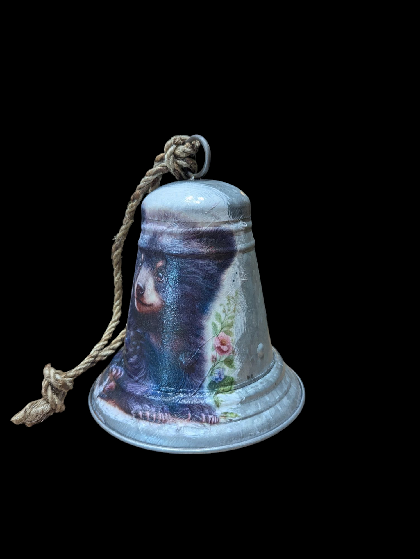 Baby Black Bear Galvanized Metal Bell