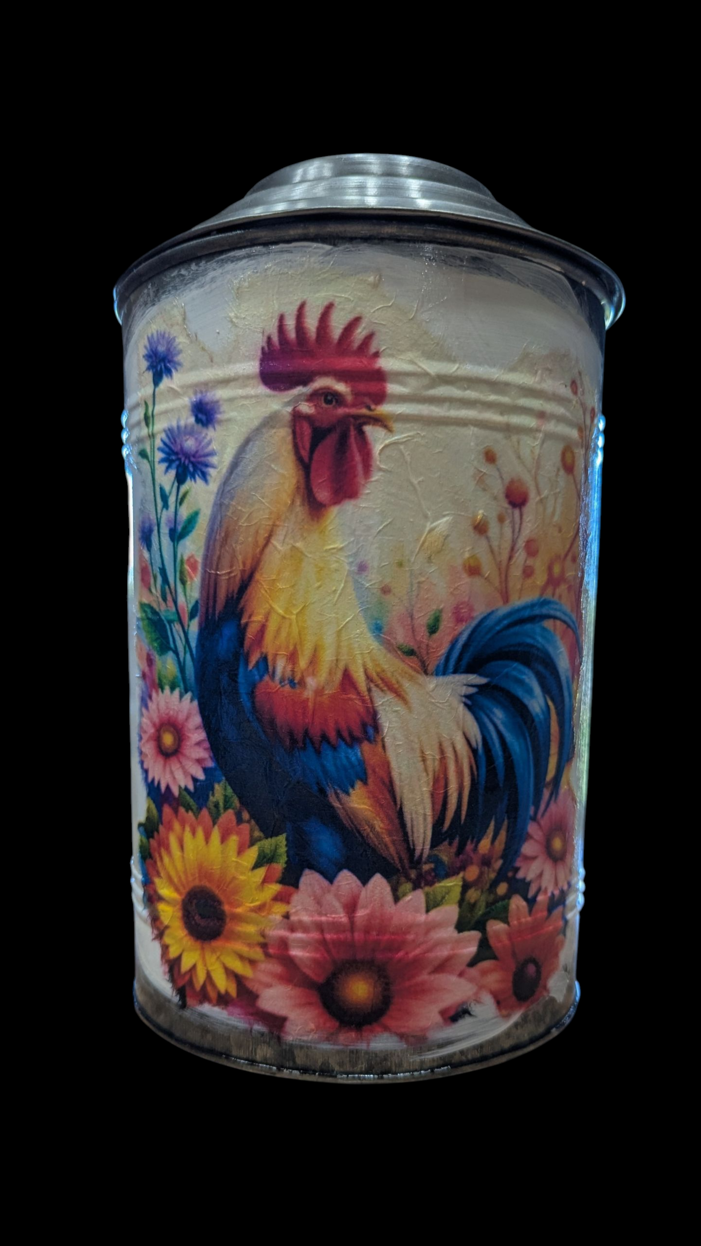 Chicken Decorative Galvanized Metal Canister Set