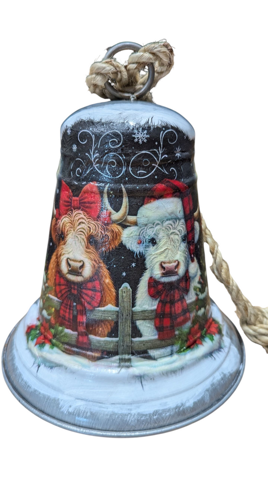 Winter Highland Cows Decorative Bell