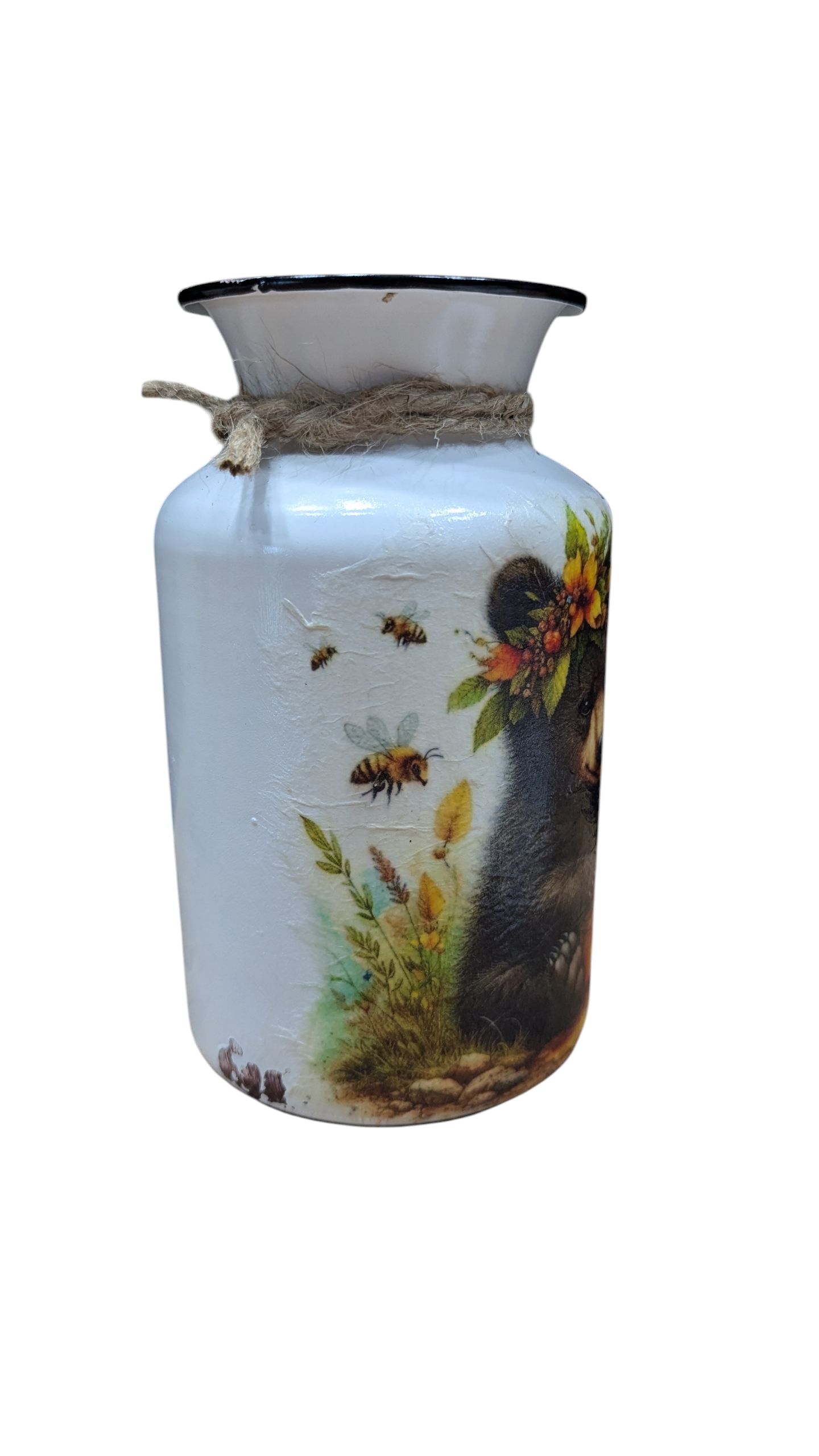 Honey Bear Floral Milk Jug Vase