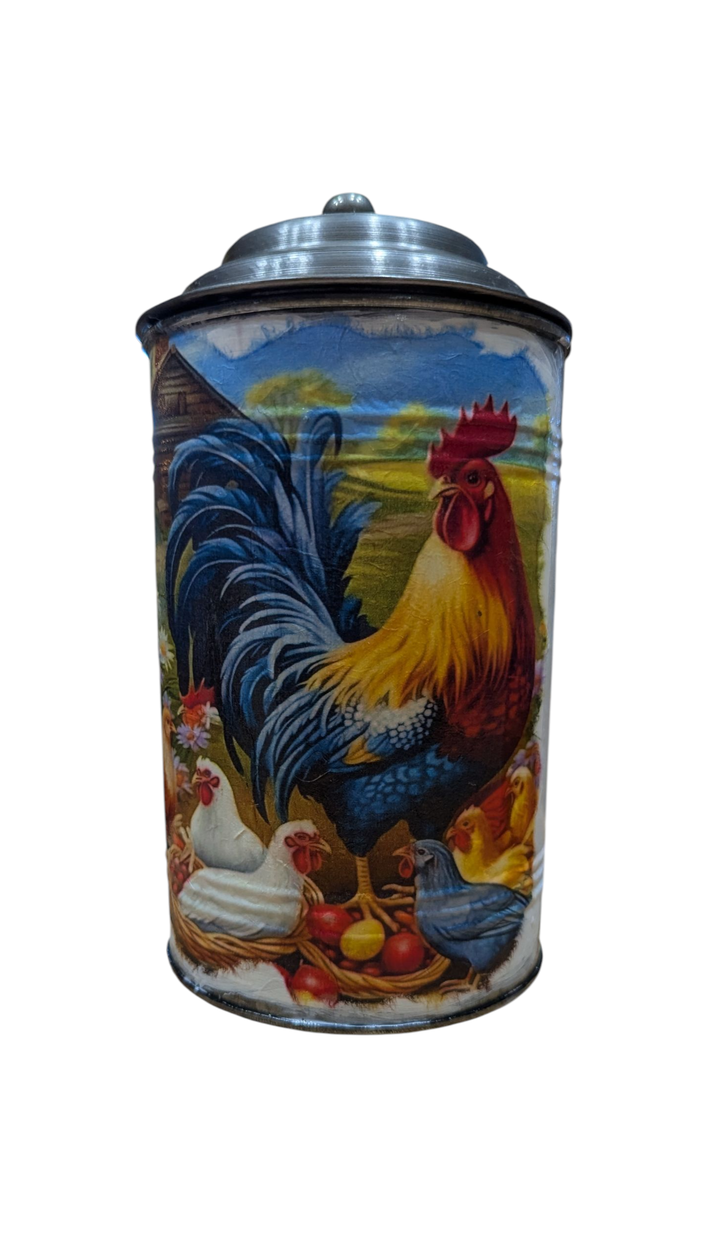 Chicken Decorative Galvanized Metal Canister Set