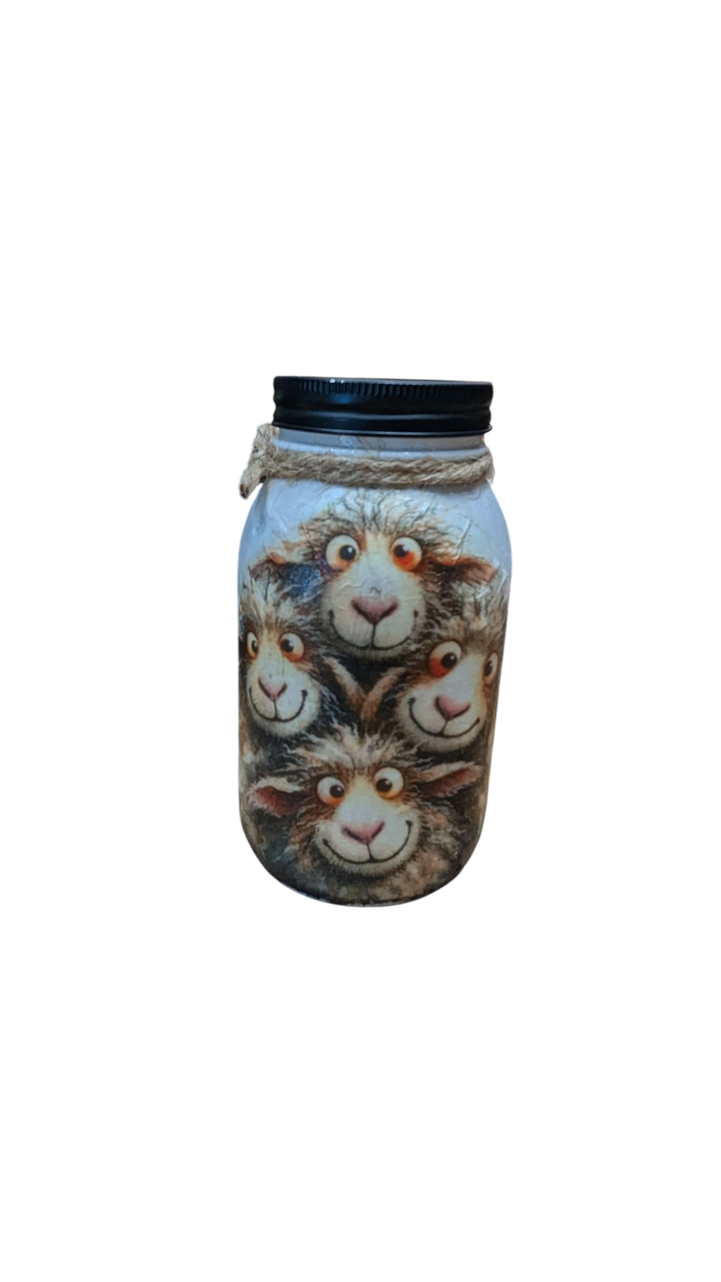 Whimsical Sheep Mason Jar