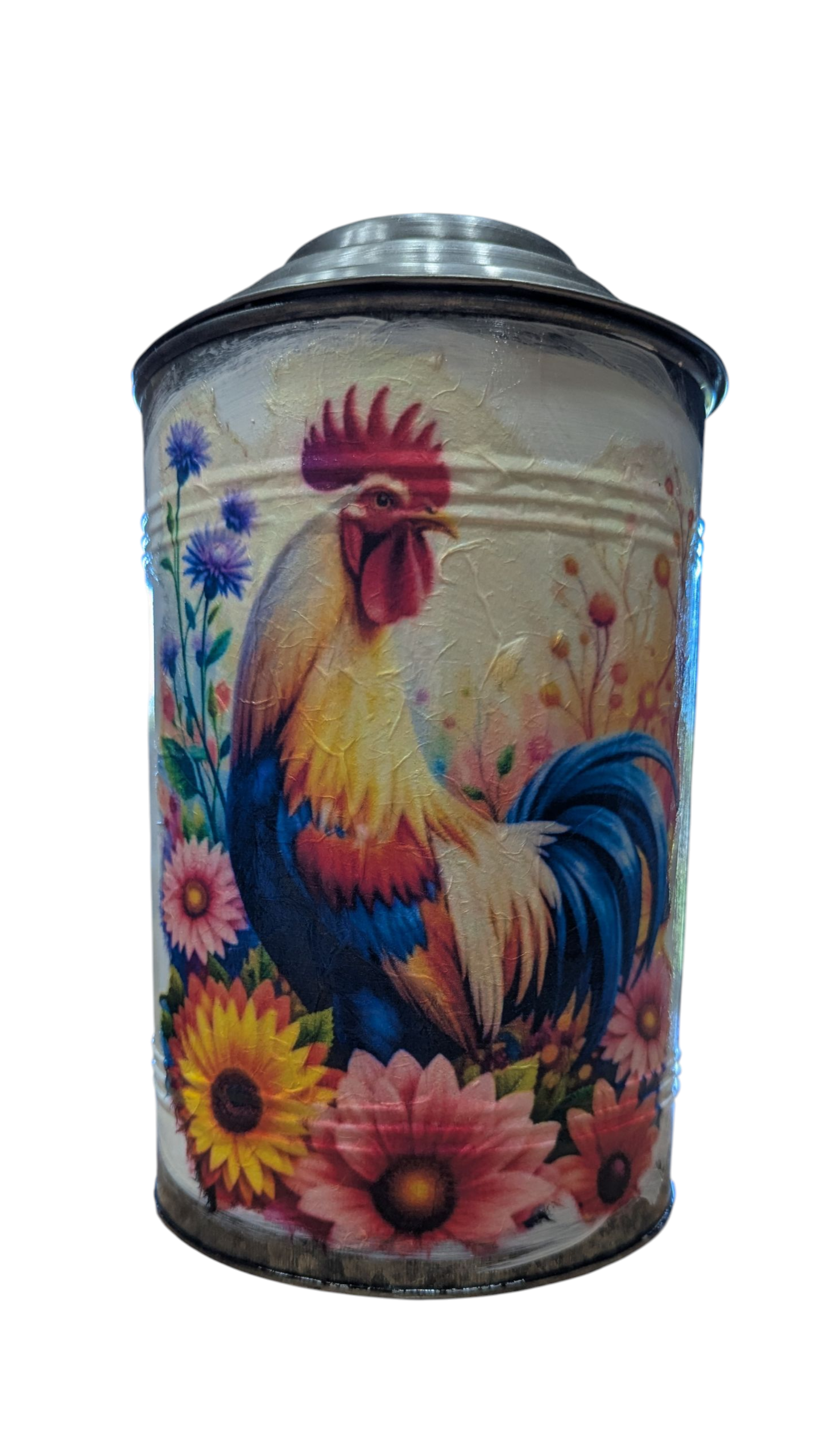 Chicken Decorative Galvanized Metal Canister Set
