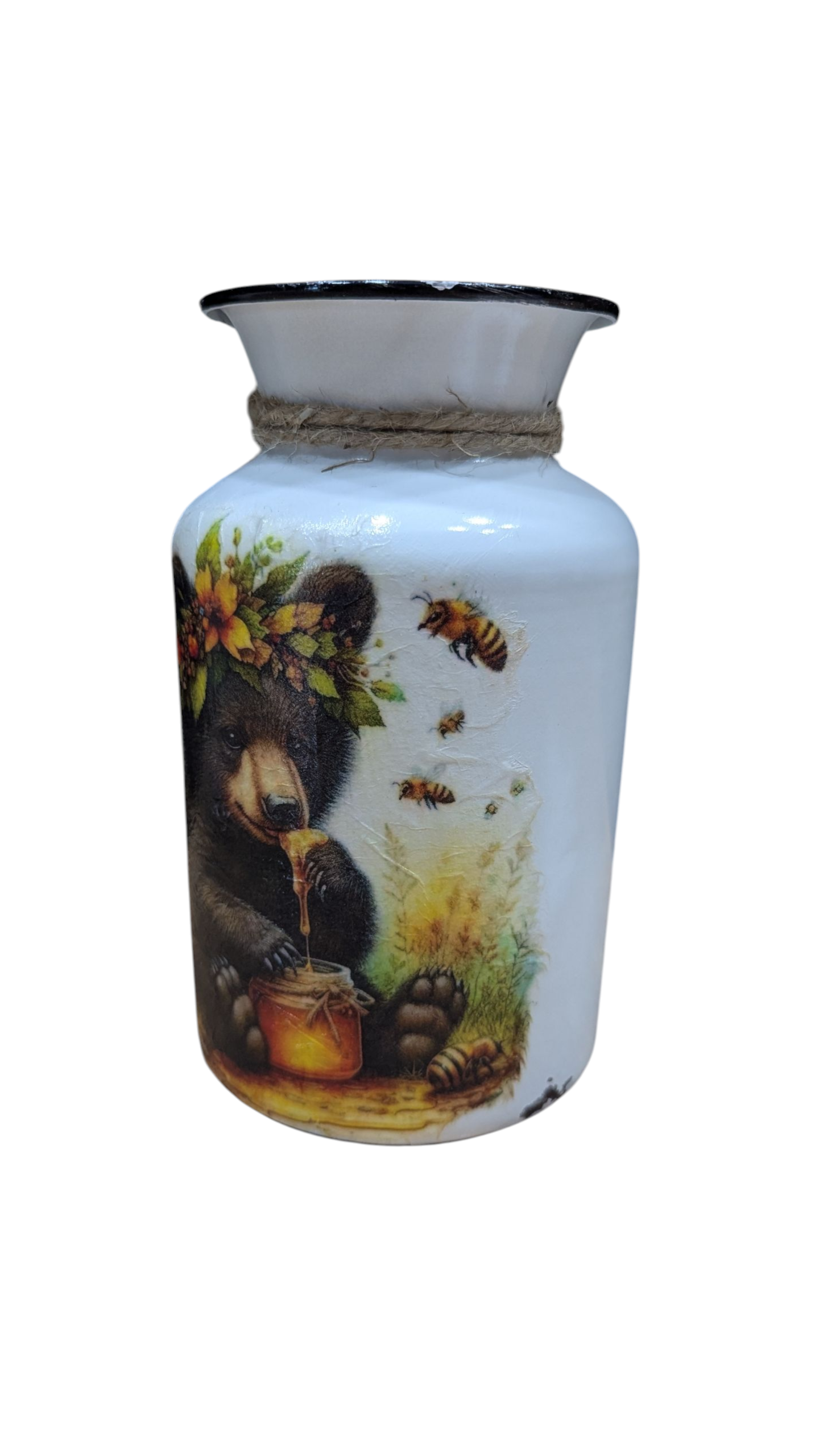 Honey Bear Floral Milk Jug Vase