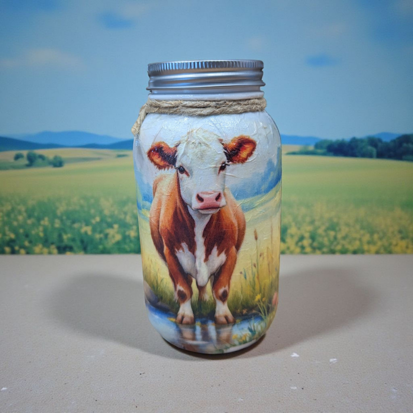 Hereford Calf Mason Jar with Lid Choice