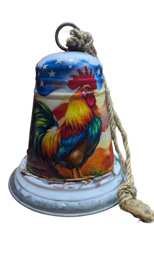 American Flag Patriot Rooster Chicken Bell