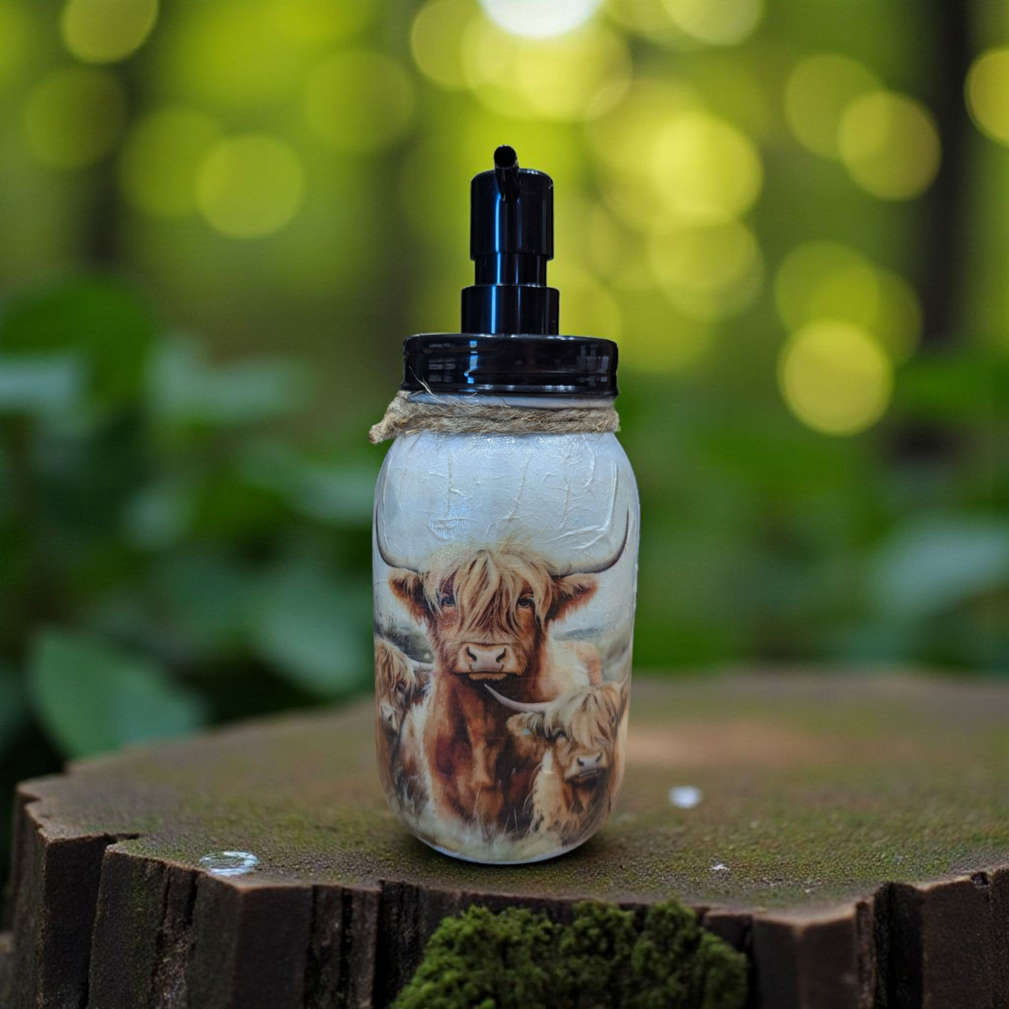 Highland Cow with Babies Mason Jar