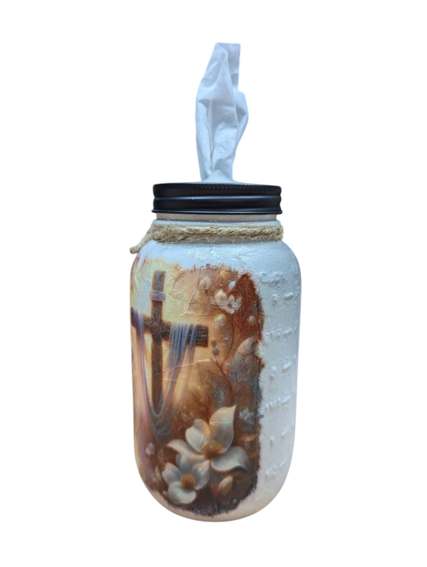 Floral Cross Mason Jar