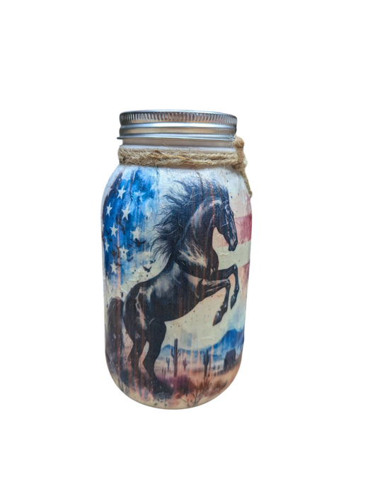 American Horse Mason Jar