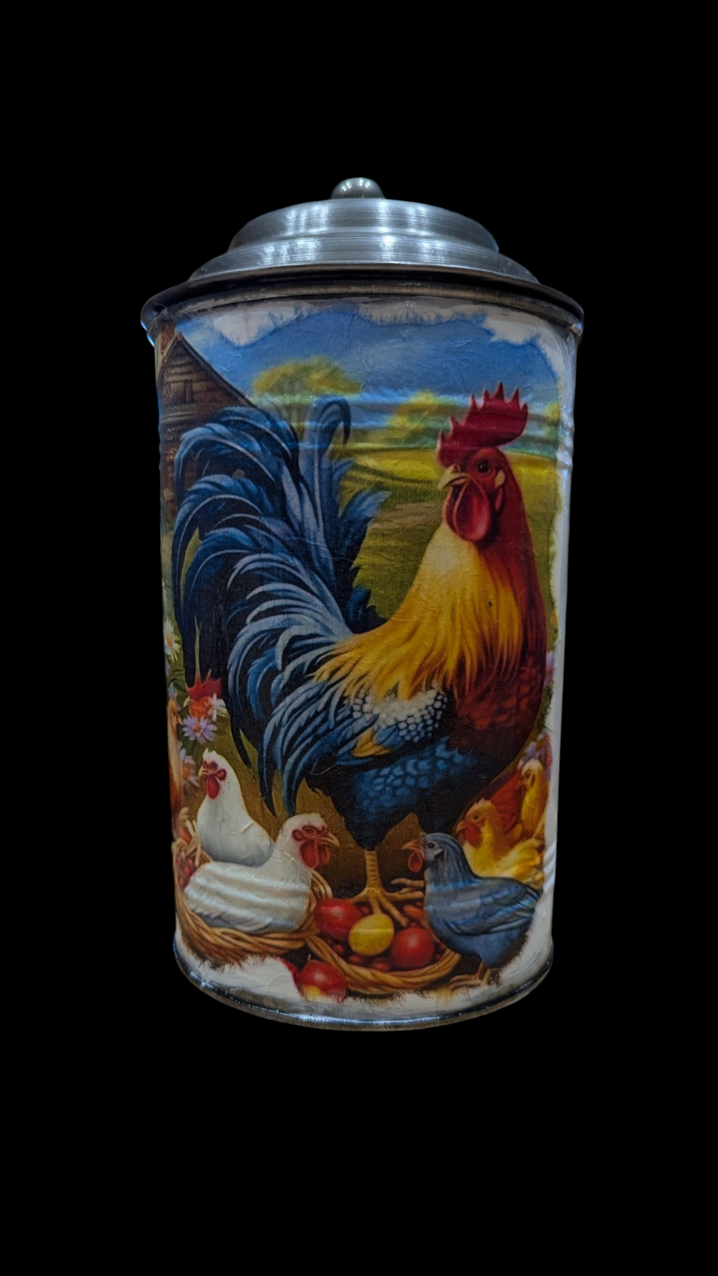 Chicken Decorative Galvanized Metal Canister Set