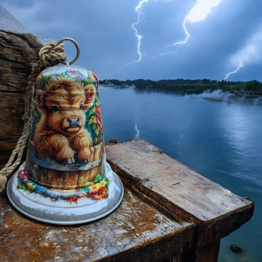Highland Cow Baby in a Bucket Bell